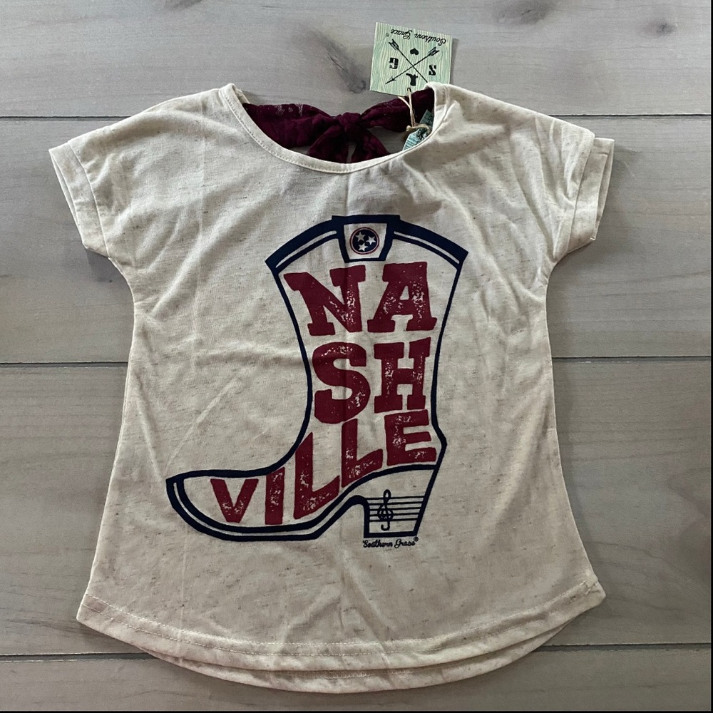 NWT Southern Grace Nashville Bow Tie Back Tee Shirt